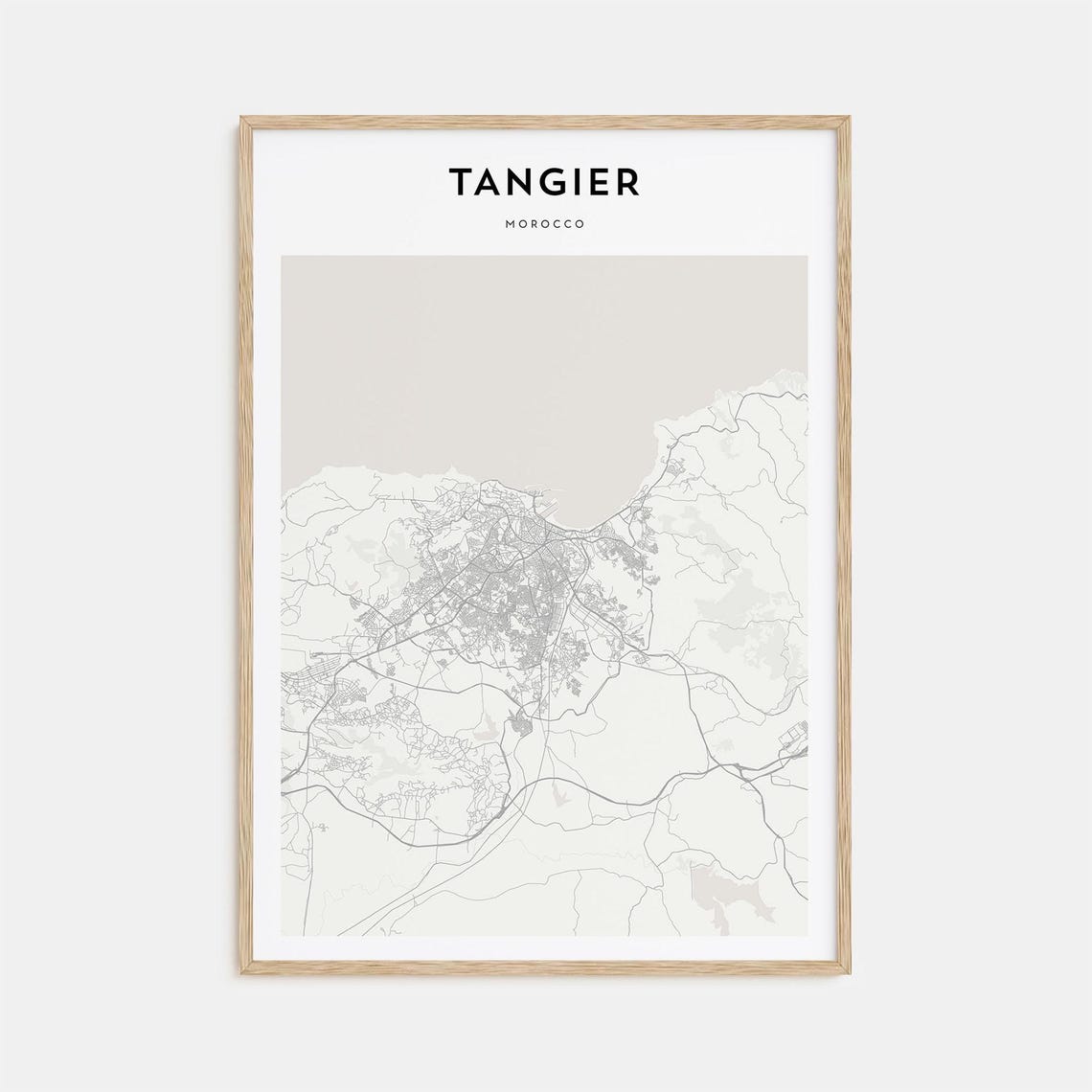 Tangier Morocco Minimal Line Art Style City Map Wall Decor Poster