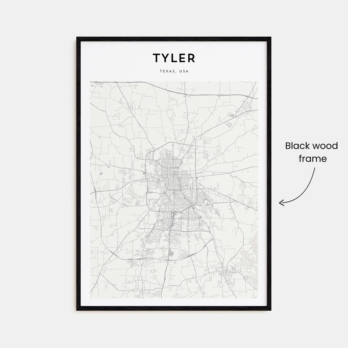 Tyler Texas USA Minimal Line Art Style City Map Wall Decor Poster - Image 3
