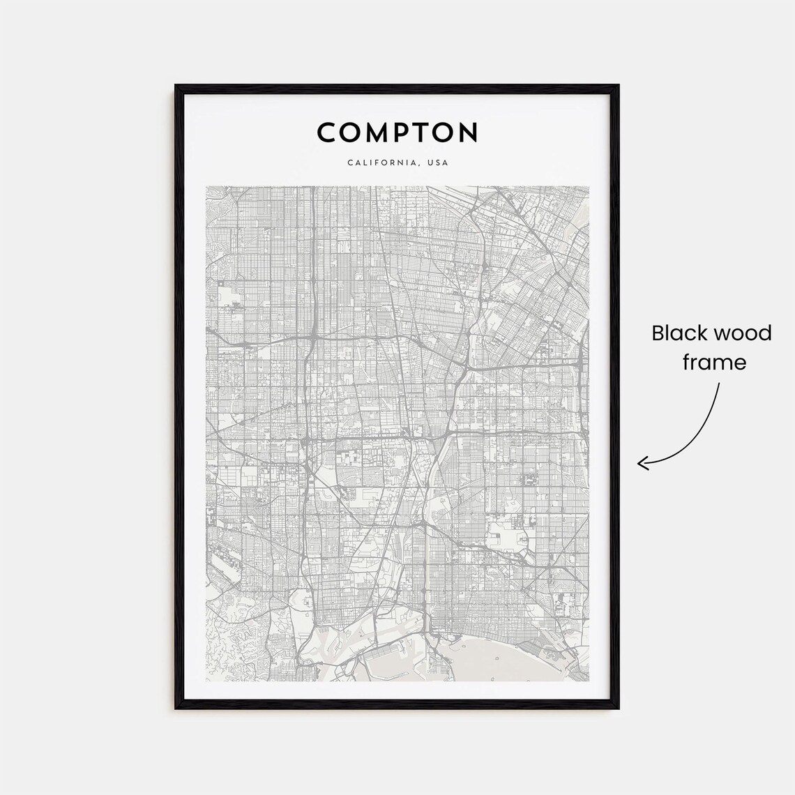 Compton California USA Minimalist City Street Map Travel Art Print - Image 3