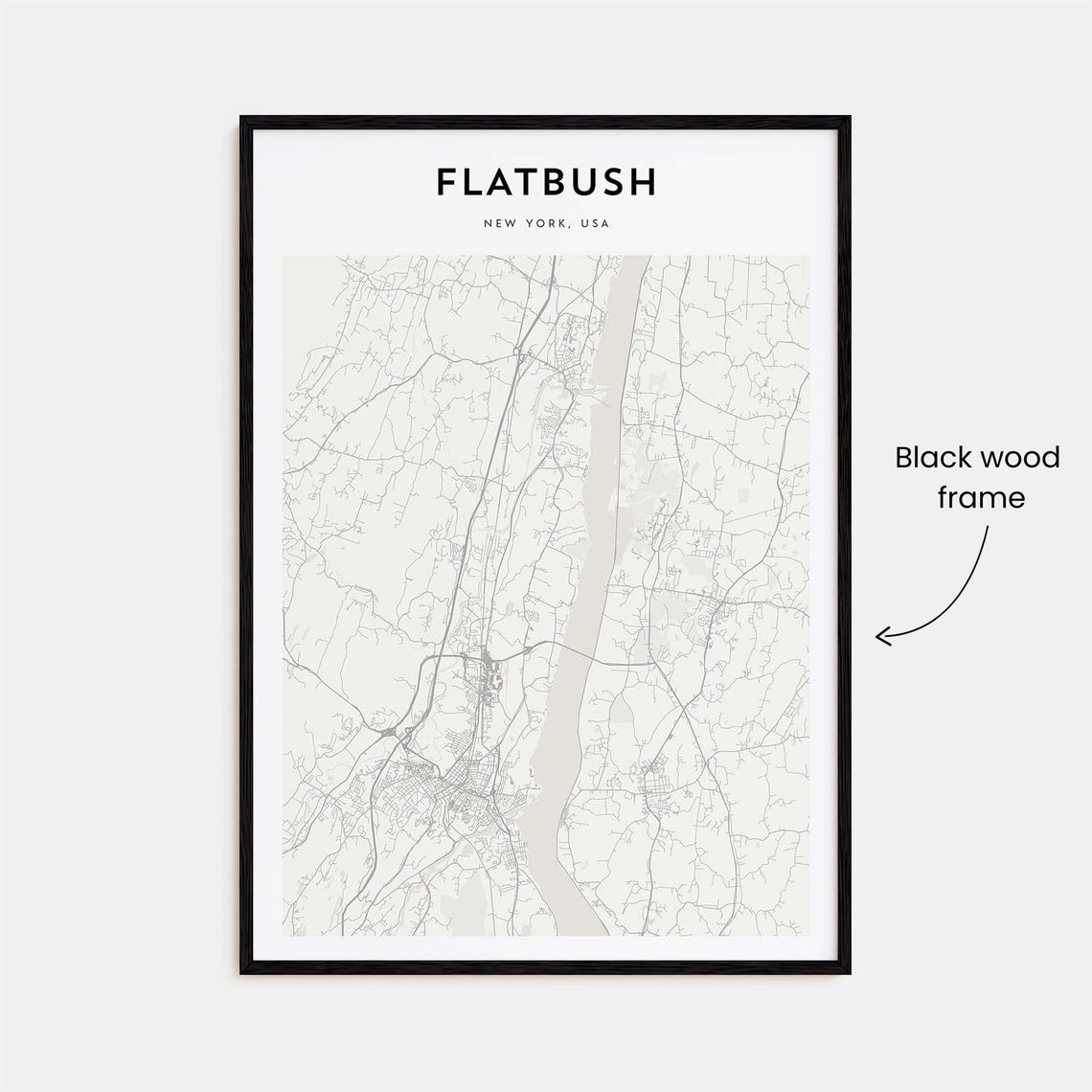 Flatbush New York Minimalist Neighborhood Map Poster Street Art - Image 3