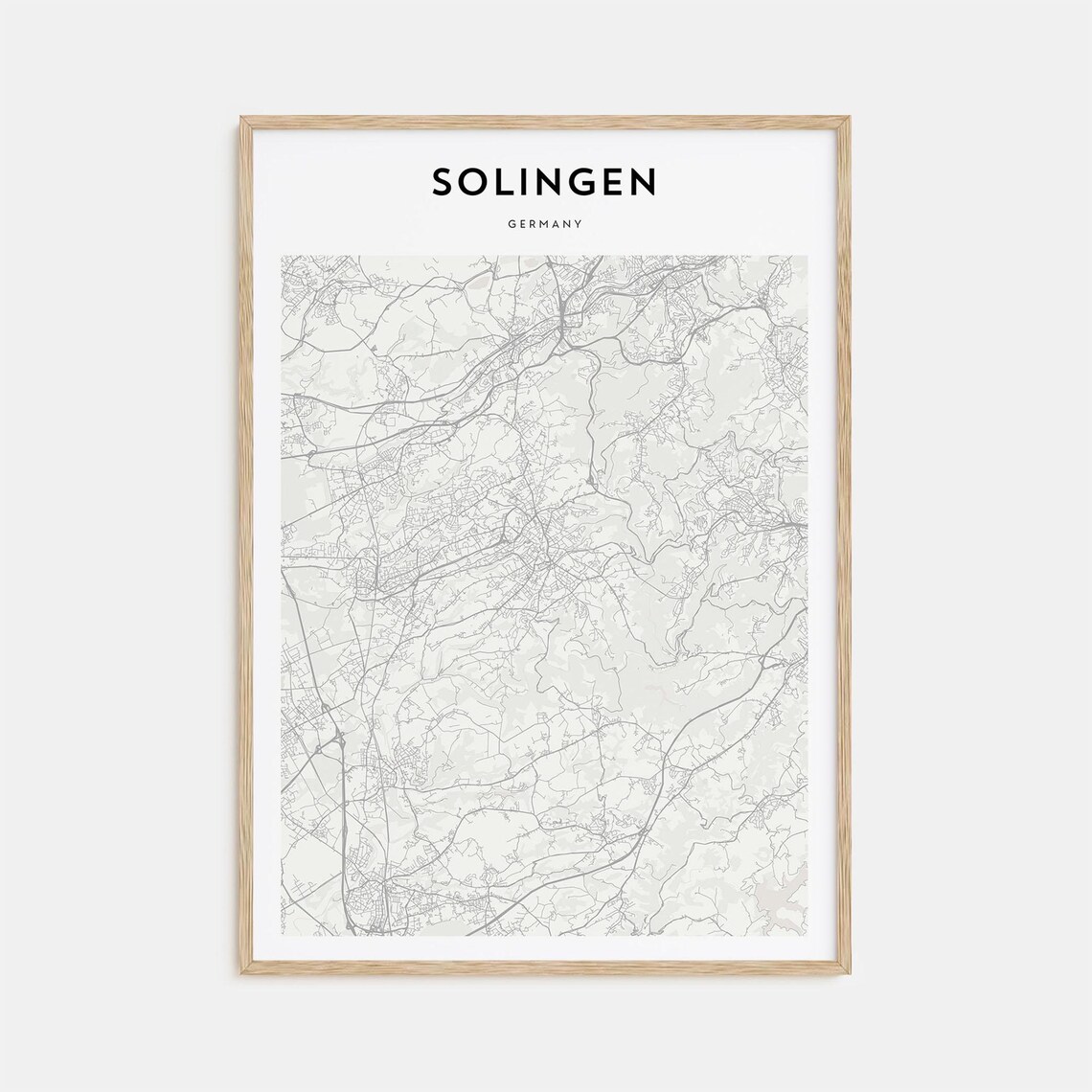 Solingen Germany City Street Map Scandinavian Minimalist Poster