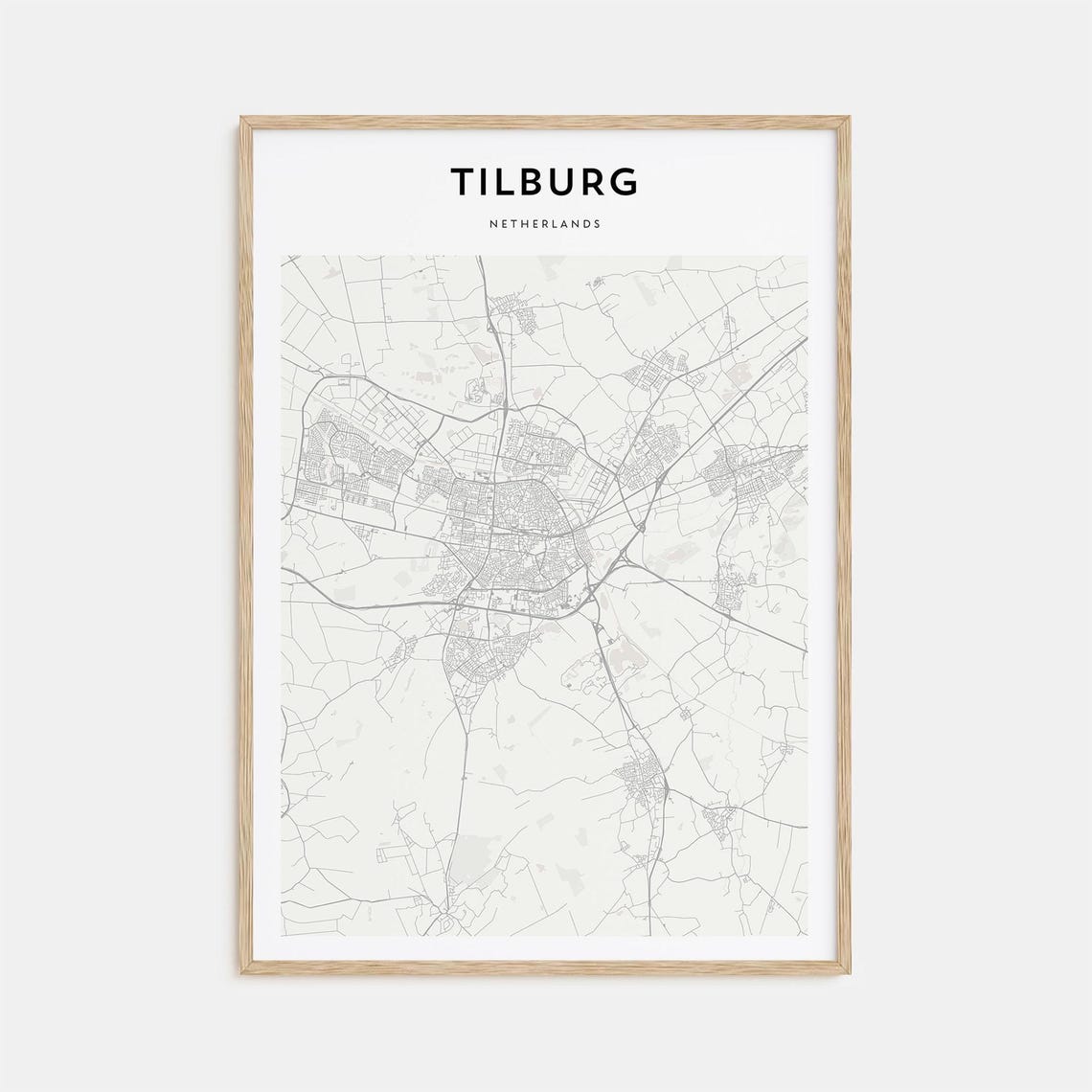 Tilburg Netherlands Minimalist City Street Map Travel Poster