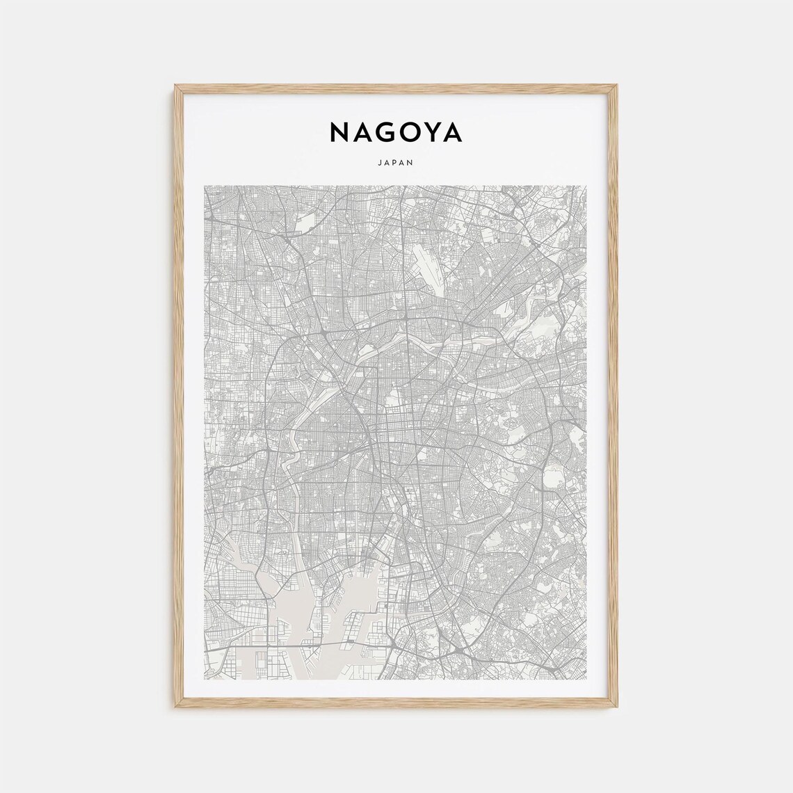 Nagoya Japan Harbor Port City Minimalist Beige Street Map Poster