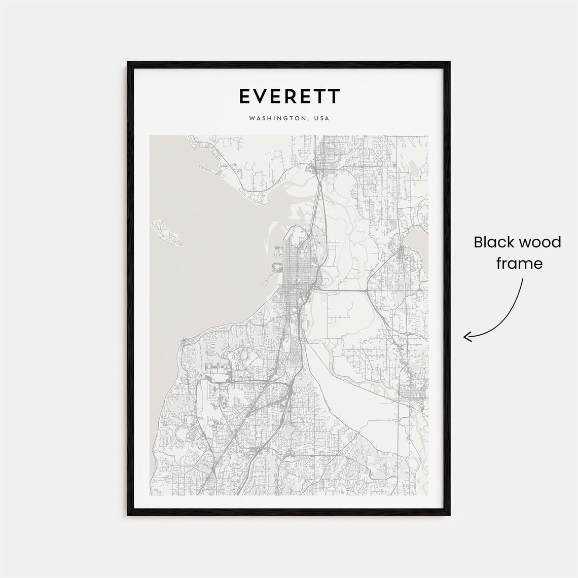 Everett Washington Minimalist Street Map Modern City Travel Poster - Image 3