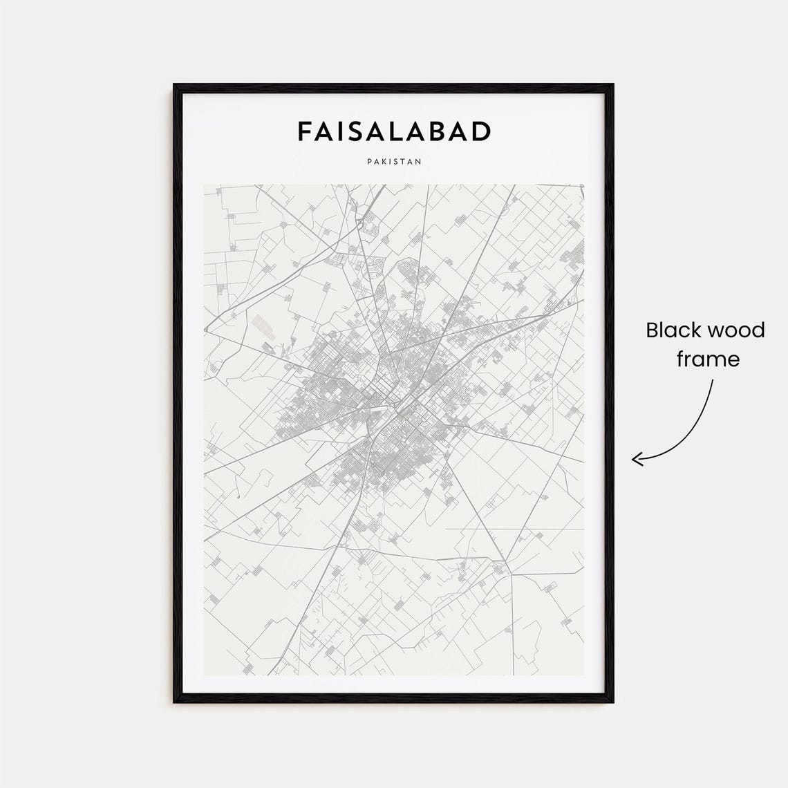 Faisalabad Pakistan Minimalist City Street Map Poster Modern Decor - Image 3