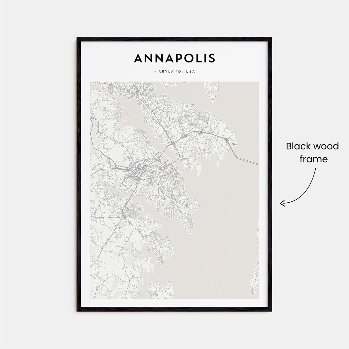 Annapolis Maryland Fine Line City Street Map Modern Wall Decor Poster - Image 3