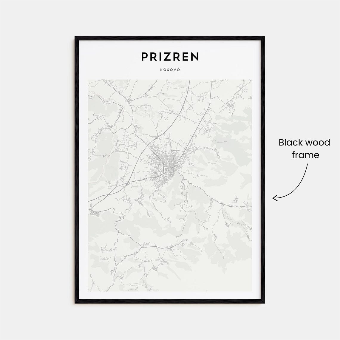 Prizren Kosovo Modern Minimalist City Street Map Travel Poster - Image 3