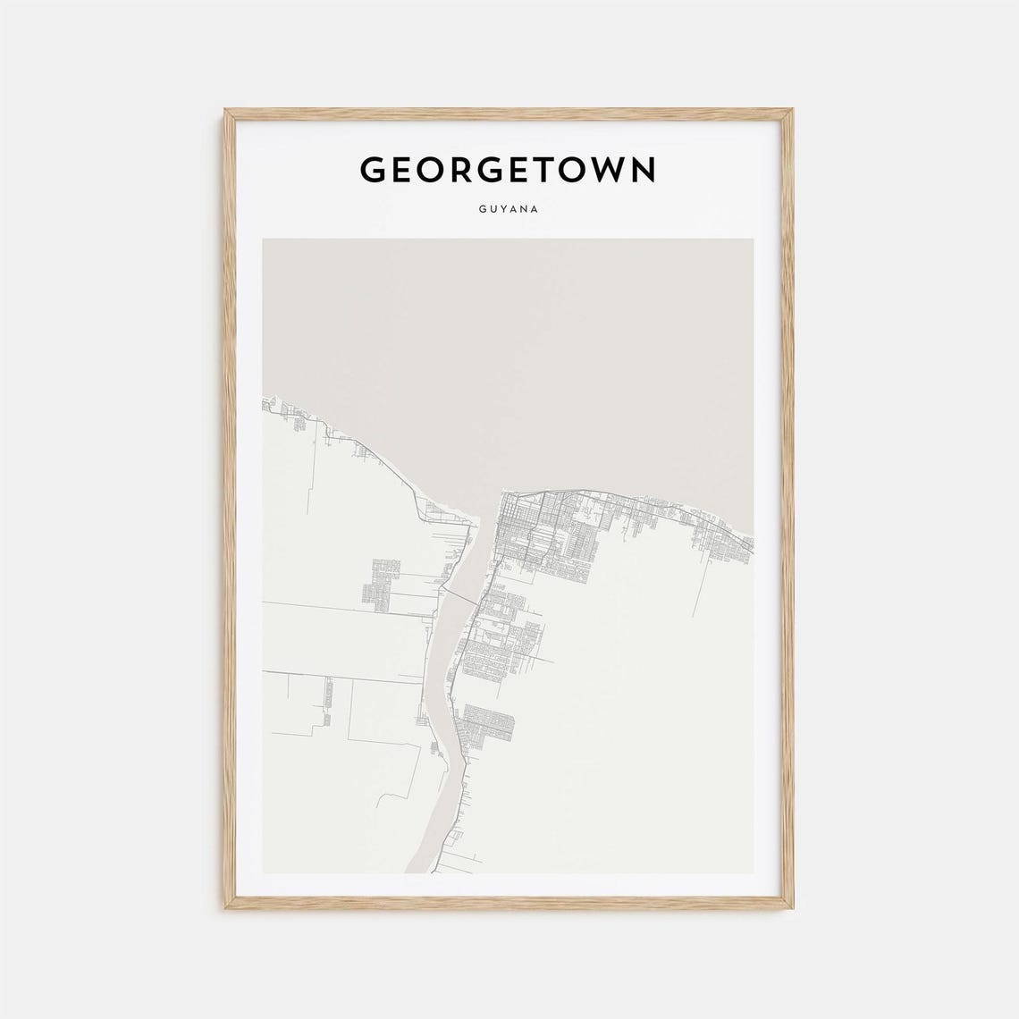 Georgetown Guyana Minimalist Beige City Map Street Plan Poster