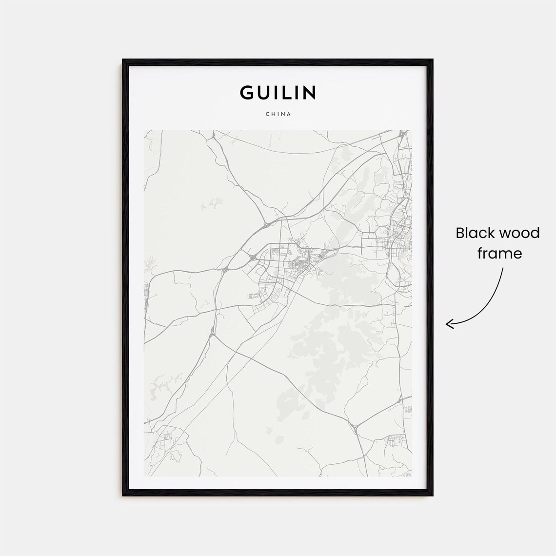 Scenic Guilin China Minimalist City Street Map Wall Decor Poster - Image 3