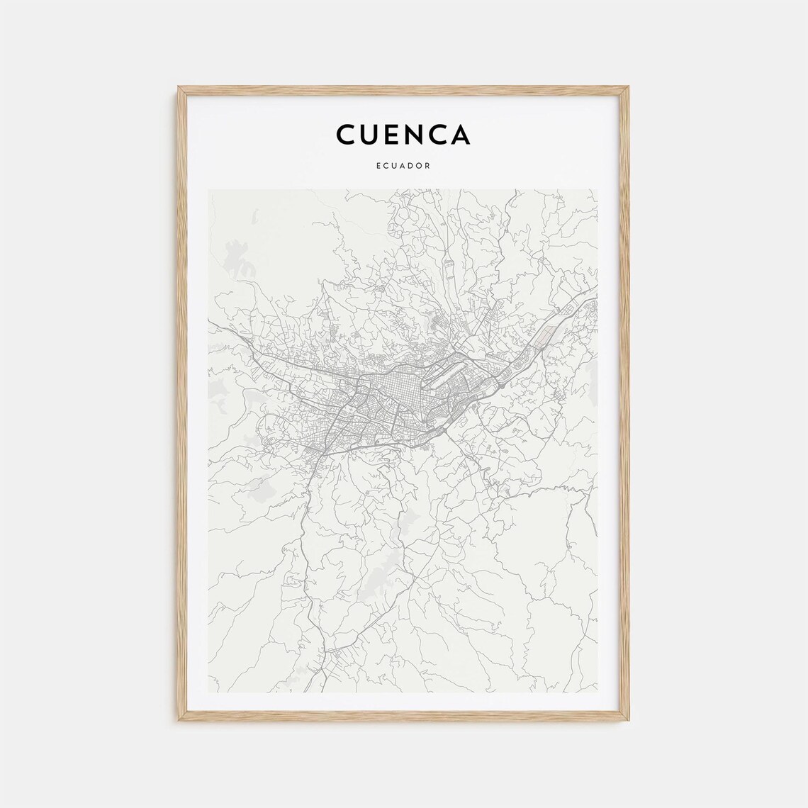 Cuenca Ecuador Modern Minimalist City Street Map Travel Poster