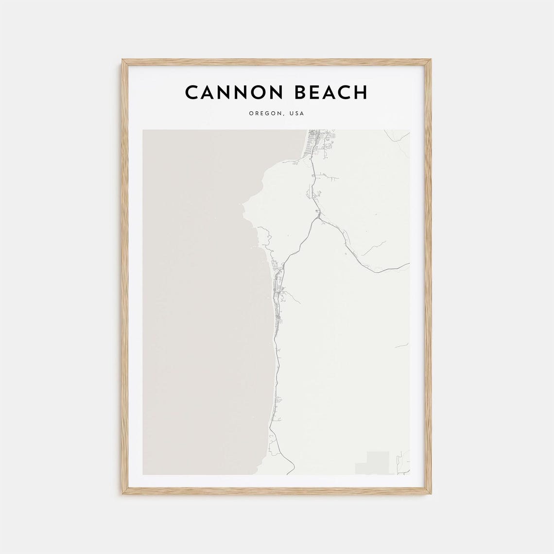 Cannon Beach Oregon Pacific Coastline Minimalist Map Decor Poster