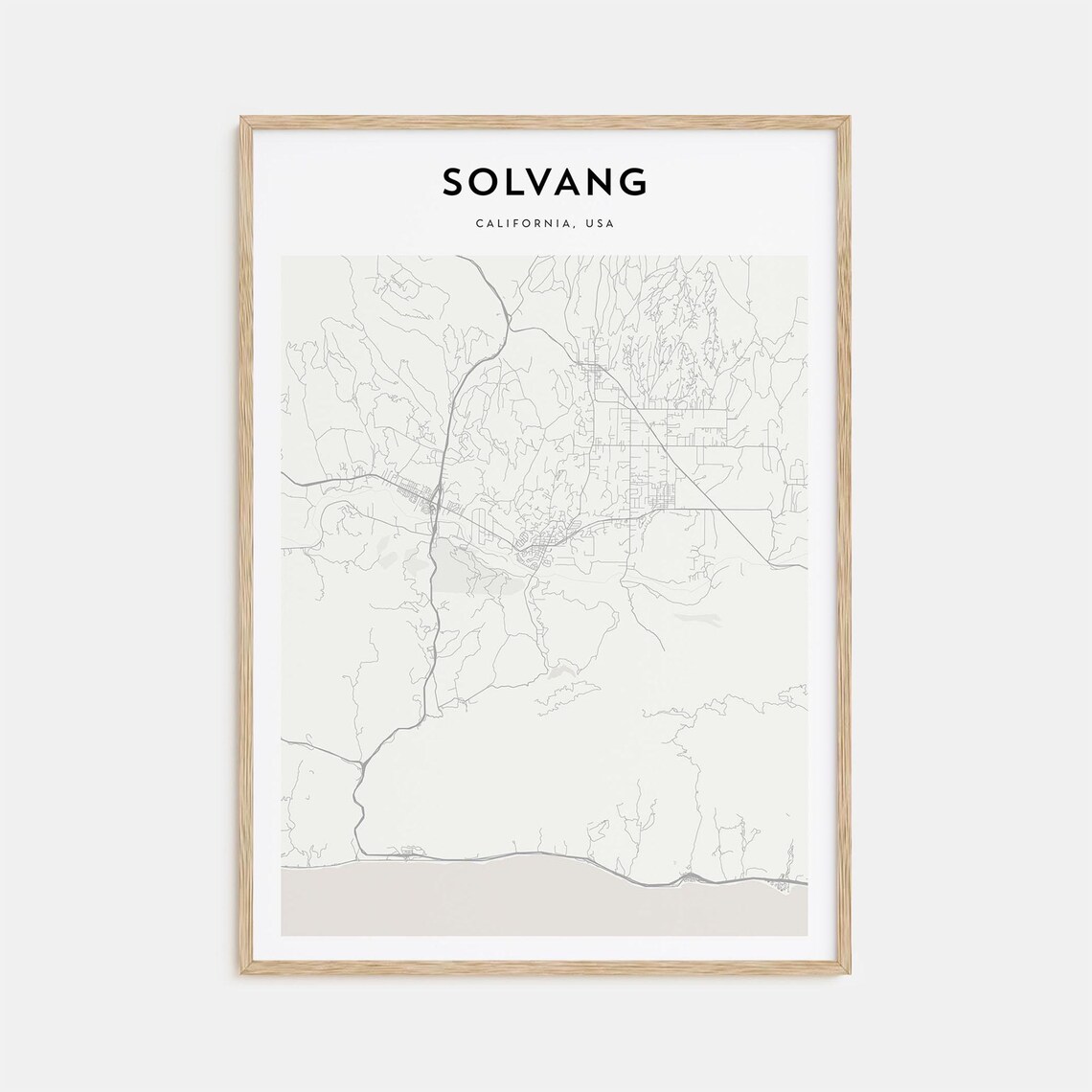 Solvang California USA Scandinavian Minimalist City Map Travel Poster