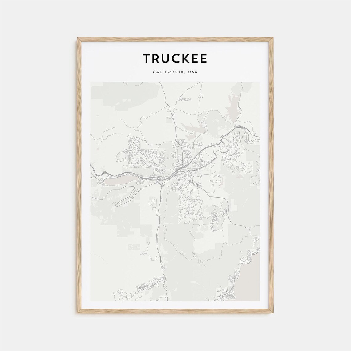 Truckee California Modern Minimalist City Street Map Art Poster