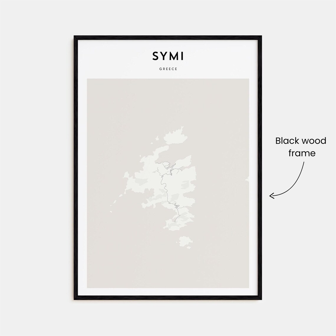Symi Greece Minimal Elegant Cream Island Map Travel Decor Poster - Image 3