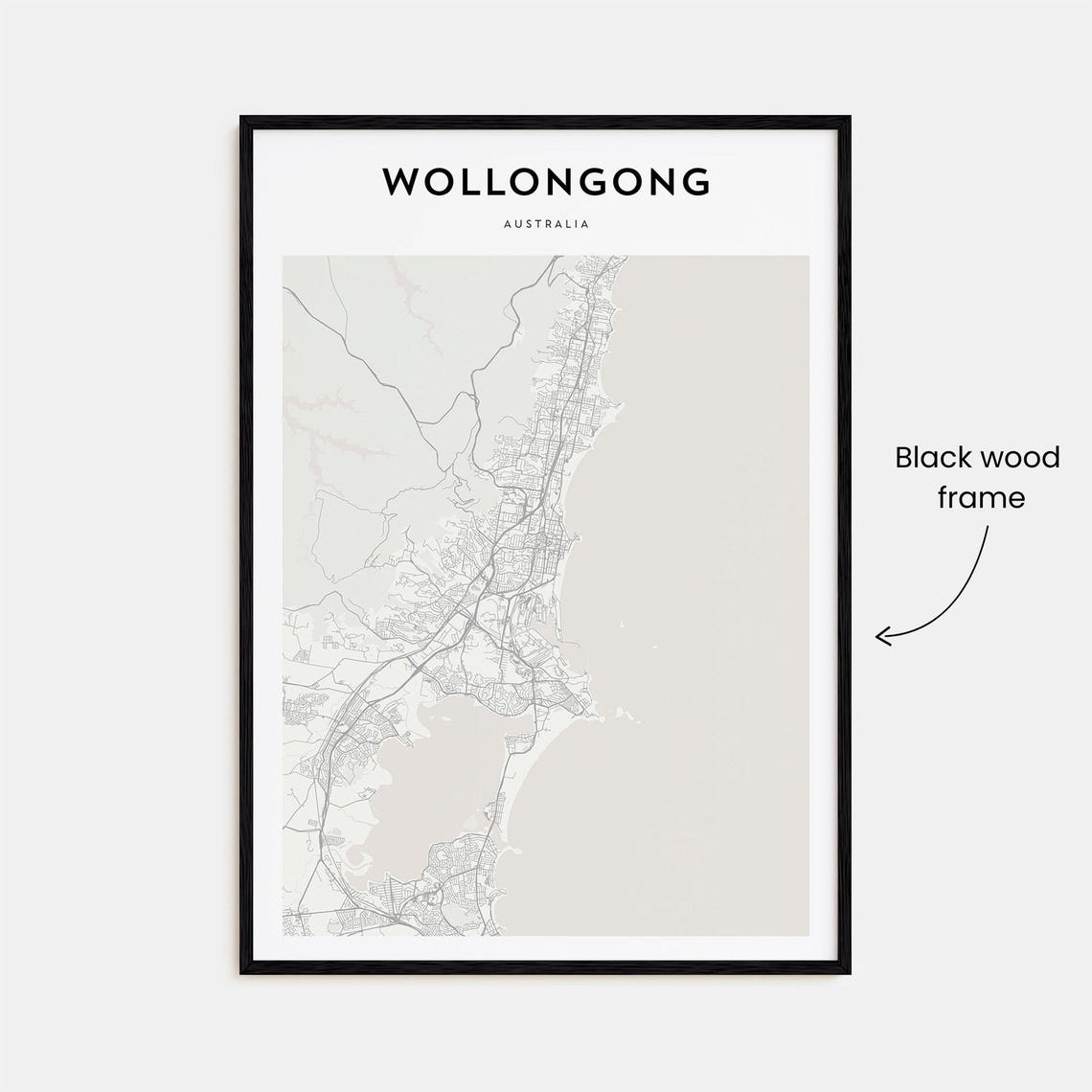 Wollongong Australia Personalized Minimalist Beige City Map Poster - Image 3