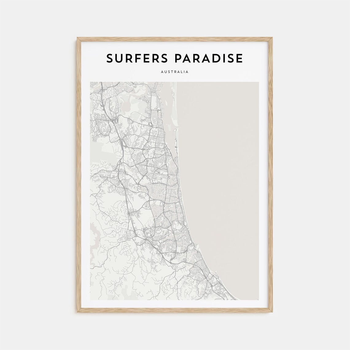 Surfers Paradise Australia Minimalist City Map Travel Poster