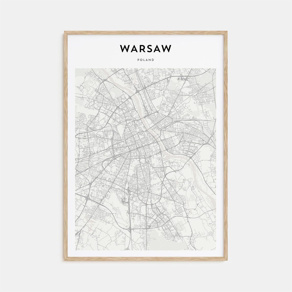 Warsaw Poland Street Map Poster Minimalist Modern Wall Decor