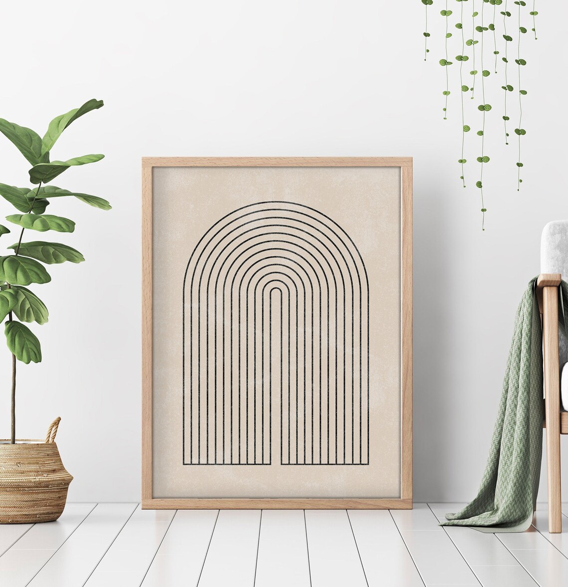 Continuous Line Art Rainbow Abstract Line Drawing