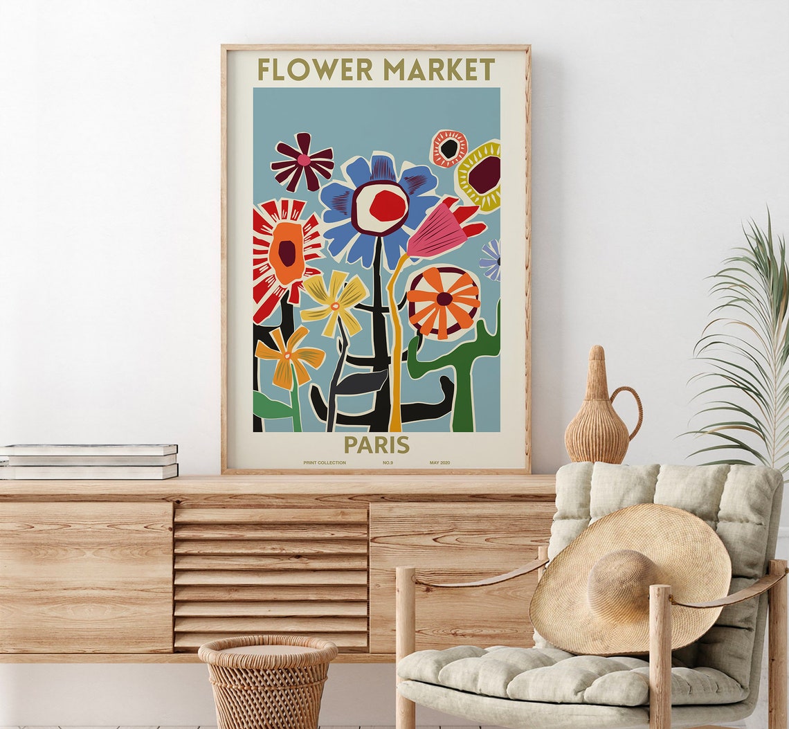 Flower Market Paris Flower Market Print Flower Market Poster Flower Wall Shop Print Florist Gift Home Decor Art