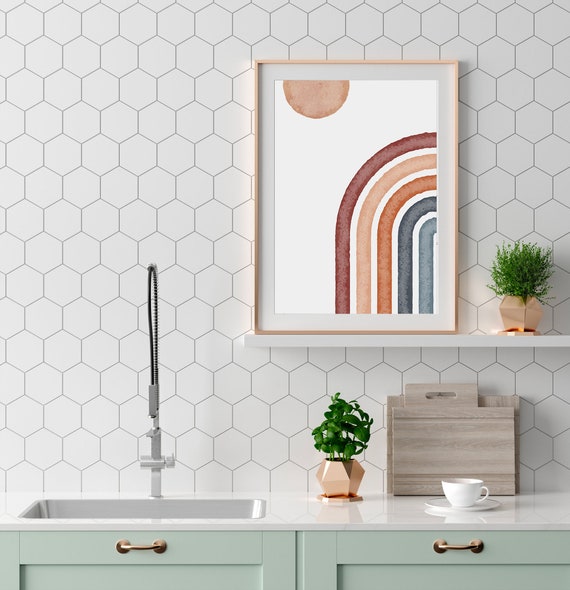 Abstract Rainbow Wall Art Print Minimalist Print Neutral Wall Art Boho Decor Abstract Art Print Instant