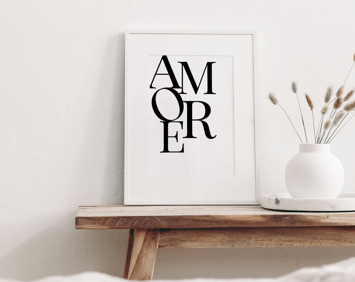 Amore Love Typography Minimalist Italian Modern Style Decor Poster