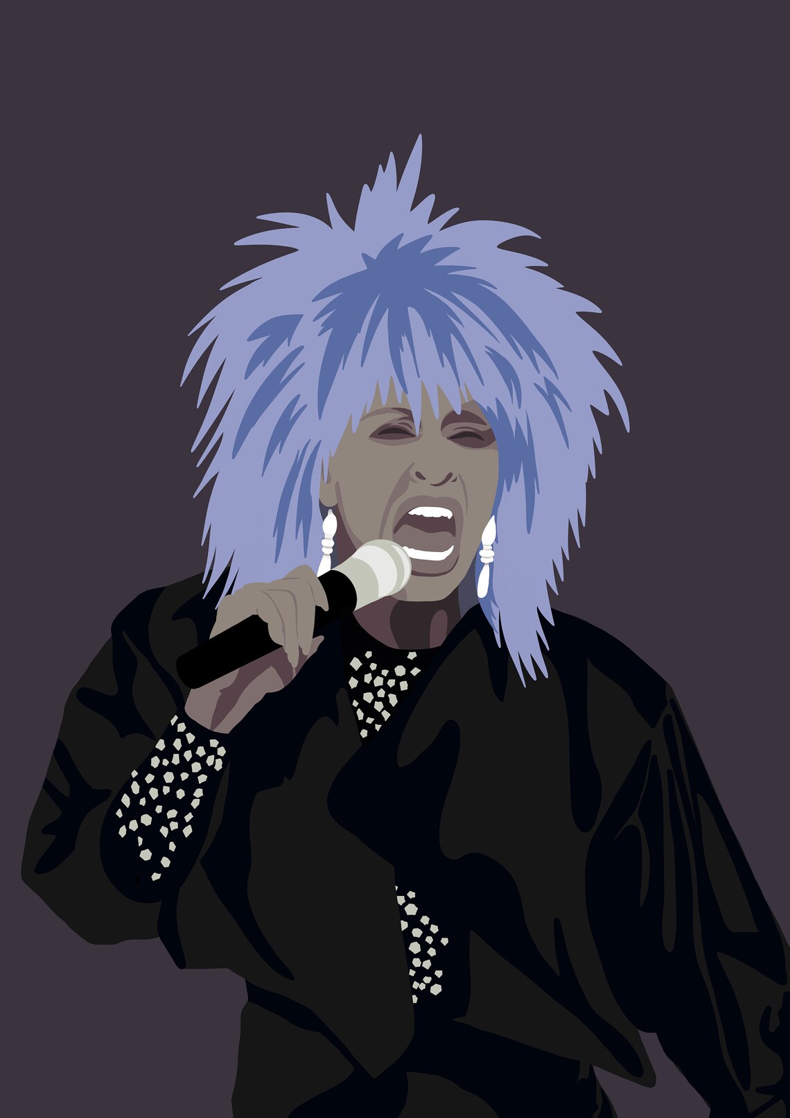 Tina Turner Singing on Stage Rock Soul Queen Portrait Poster - Image 3