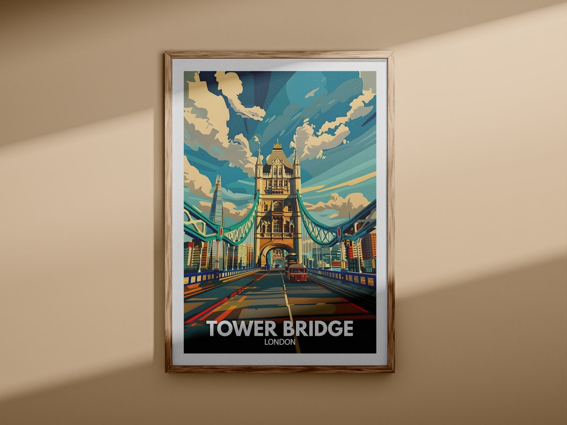 Tower Bridge London Thames Iconic Skyline Vintage Travel Poster - Image 3