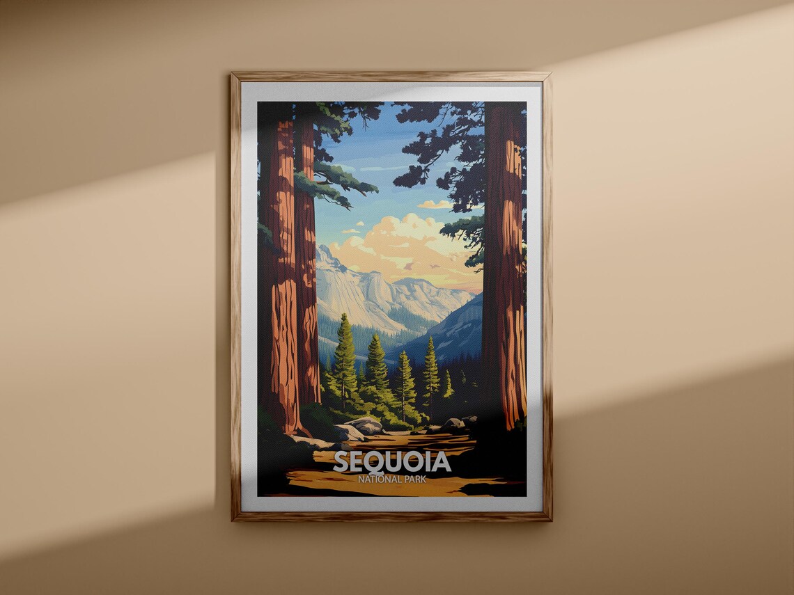 Sequoia National Park Giant Redwood Trees Vintage Travel Poster - Image 3