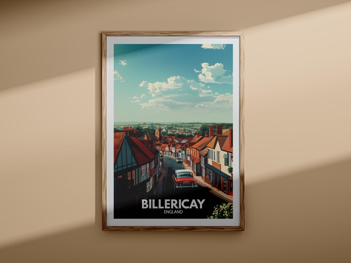 Billericay England Quaint High Street Vintage Car Travel Poster - Image 3