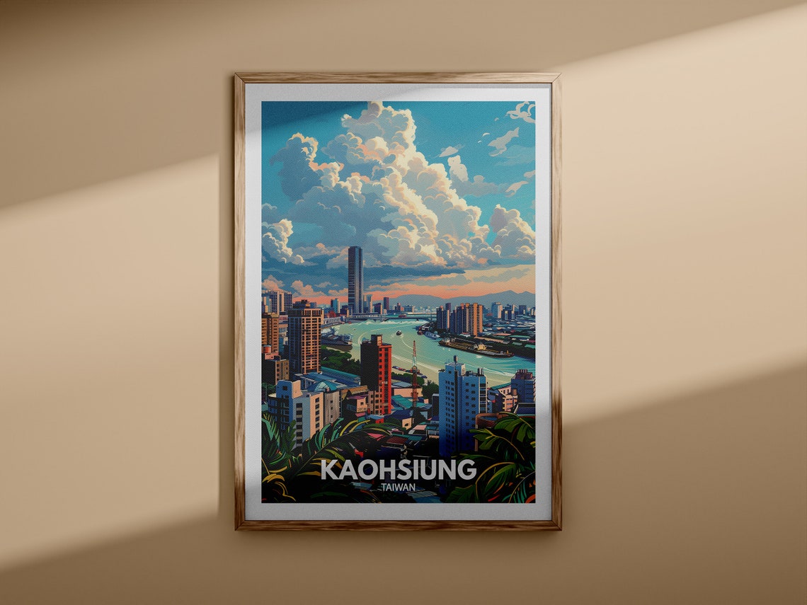 Kaohsiung Taiwan Harbor Skyline Sunset Harbor City Travel Poster - Image 3