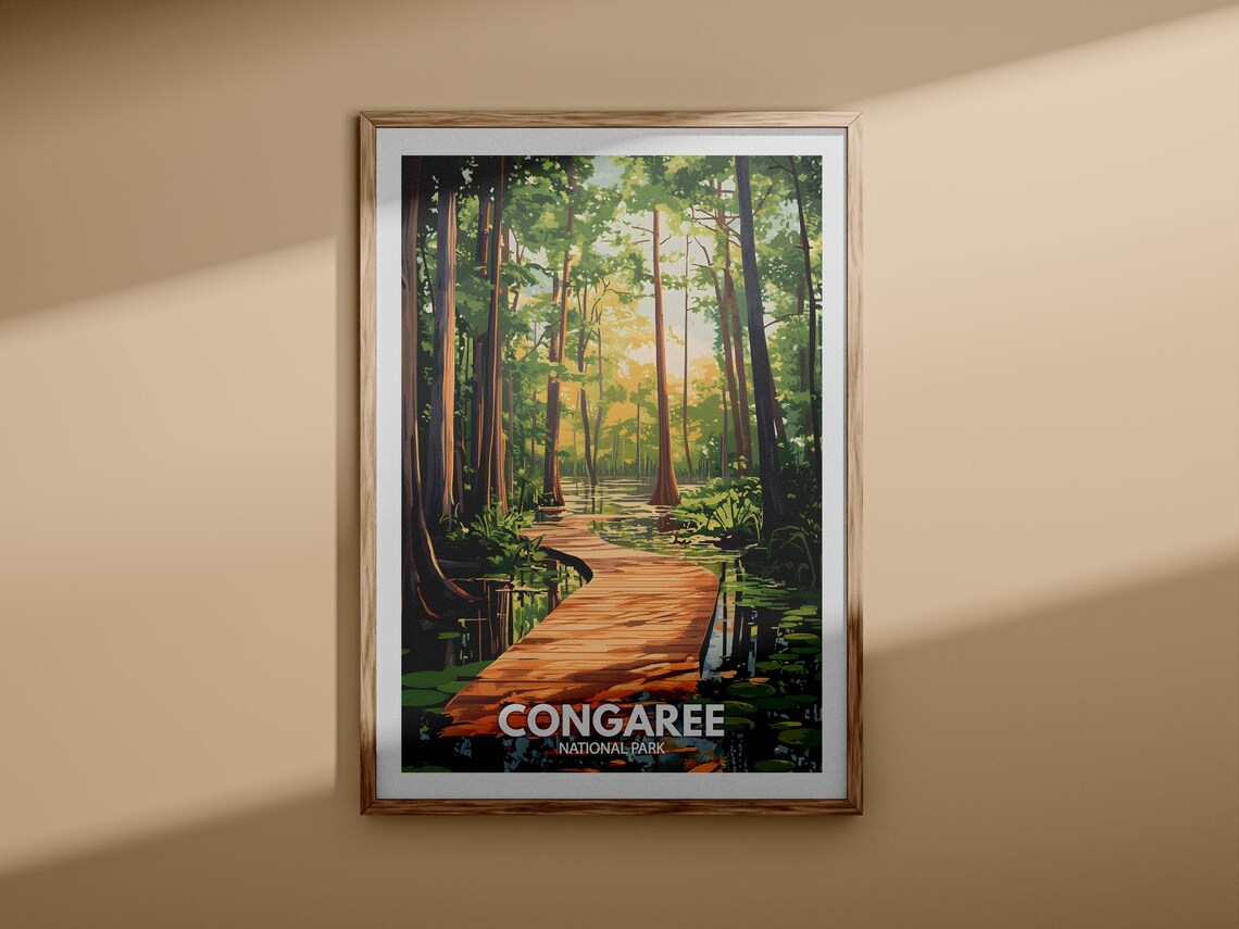Congaree Print Congaree National Park Poster United States National Parks Art United States Travel Poster Nature Prints - Image 3