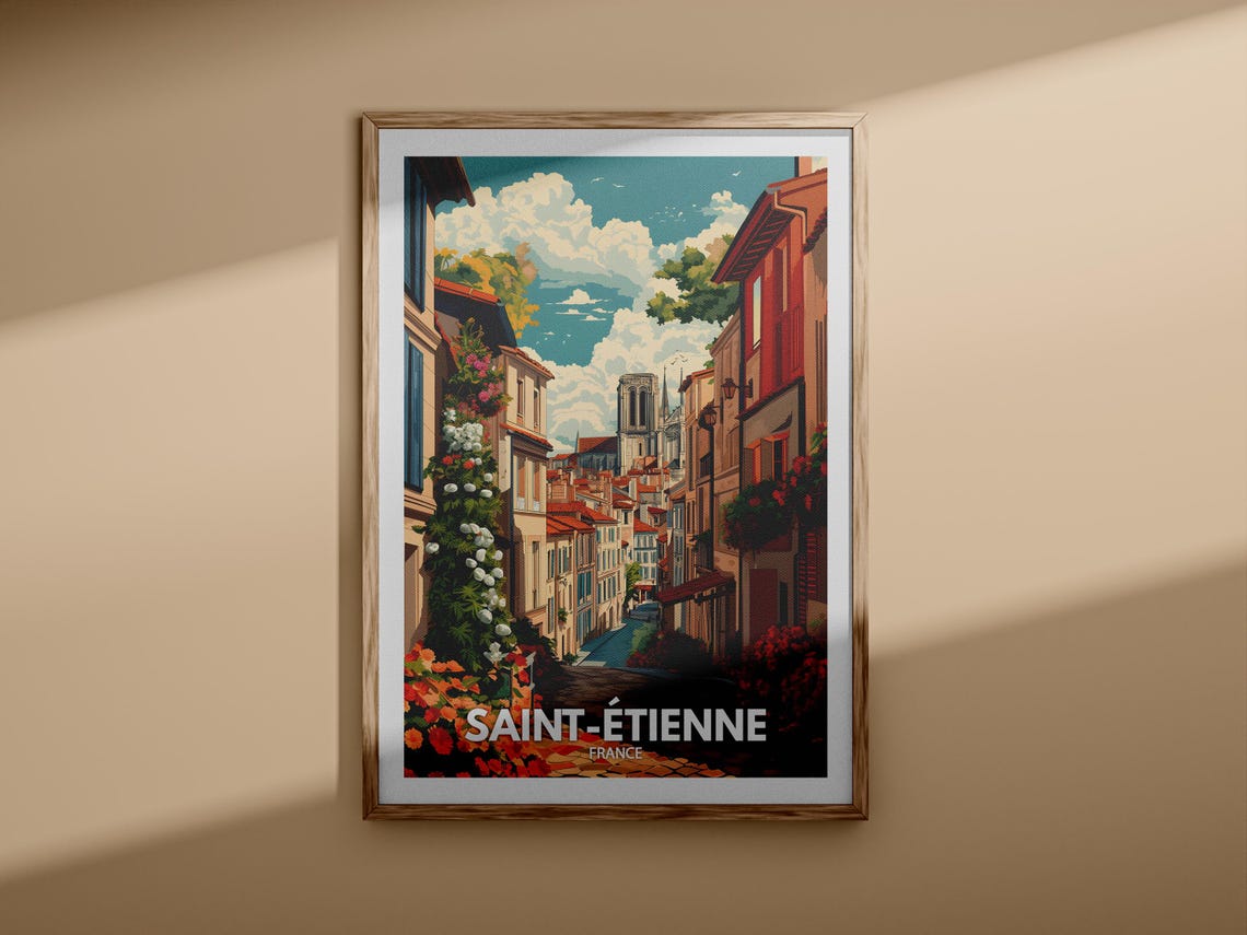 Saint Etienne Print Saint Etienne Travel Poster France Wall Art Print France Home Decor Travel Wall Decor Unique City Poster - Image 3