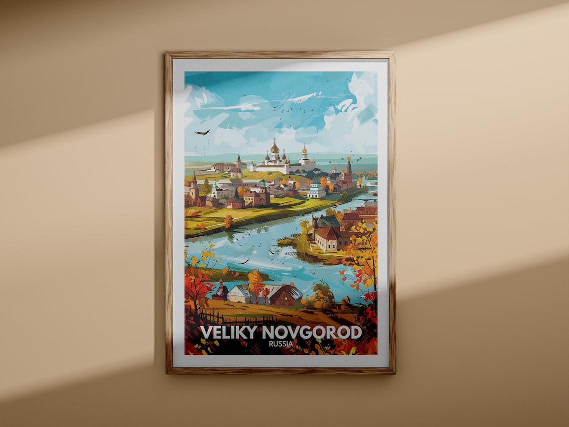 Veliky Novgorod Russia Golden Domes River Autumn City Poster - Image 3