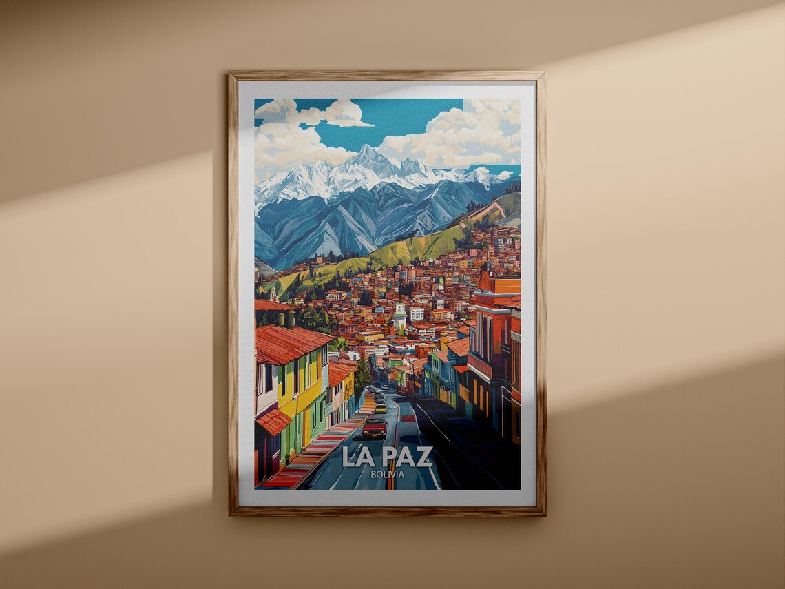 La Paz Print La Paz Travel Poster Bolivia Wall Art Print Bolivia Home Decor Travel Wall Art Decor Unique City Poster - Image 3