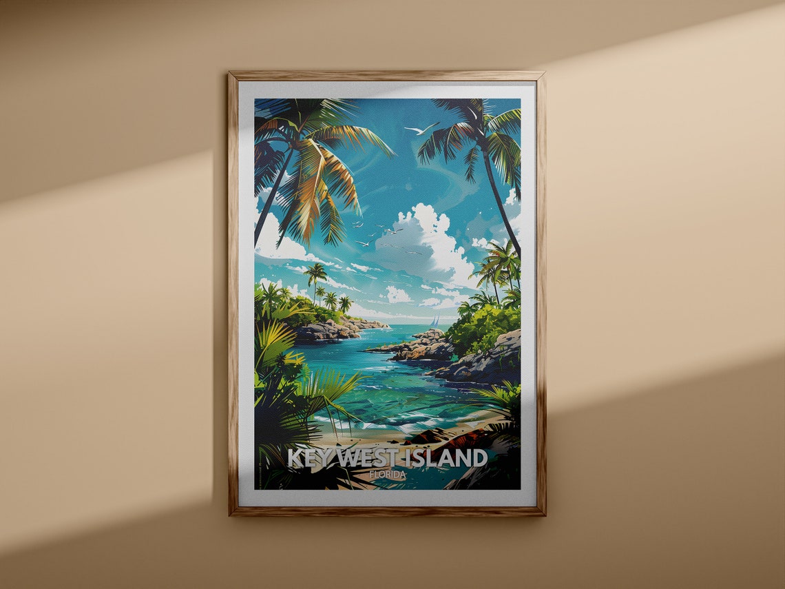 Key West Island Florida Tropical Cove Palm Trees Travel Poster - Image 3