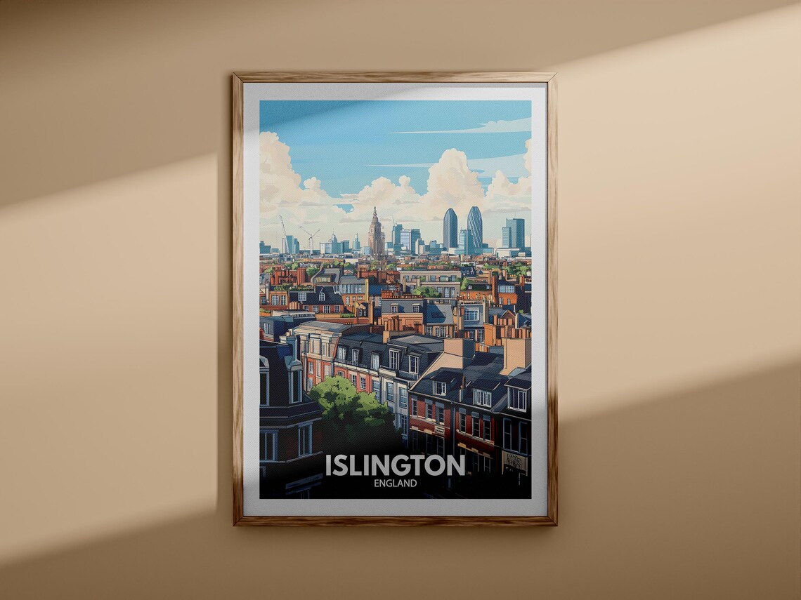 Islington England London Skyline Rooftops Brick Houses City Travel Poster - Image 3