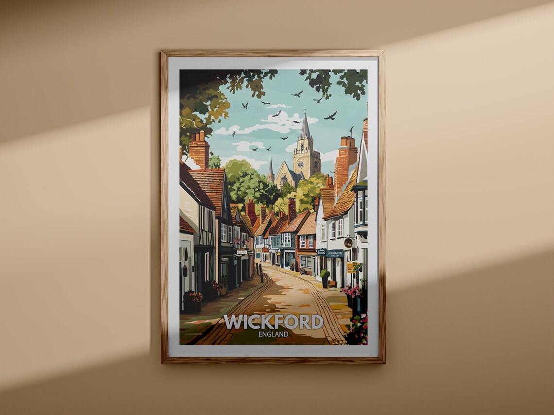 Wickford England Church Spire High Street Vintage Travel Poster - Image 3