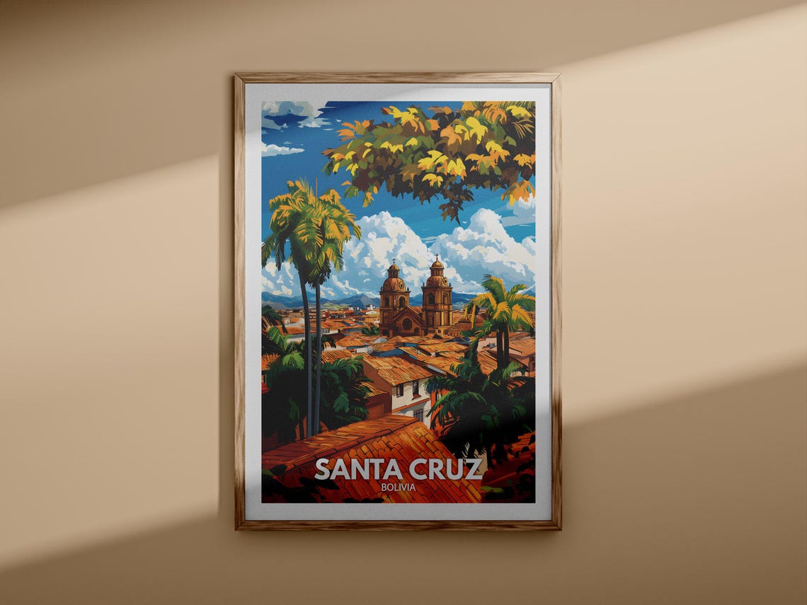 Santa Cruz Print Santa Cruz Travel Poster Bolivia Wall Art Print Bolivia Home Decor Travel Wall Art Decor Unique City Poster - Image 3