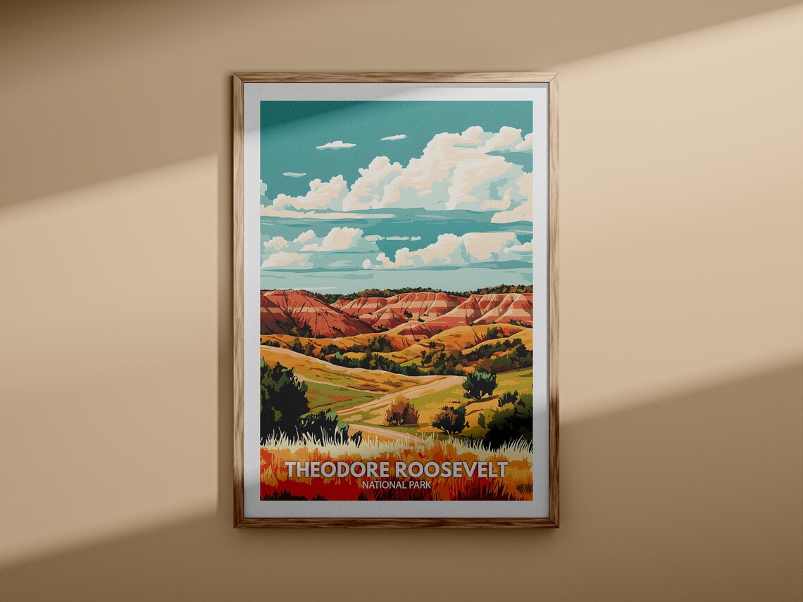 Theodore Roosevelt National Park Badlands Vintage Travel Poster - Image 3