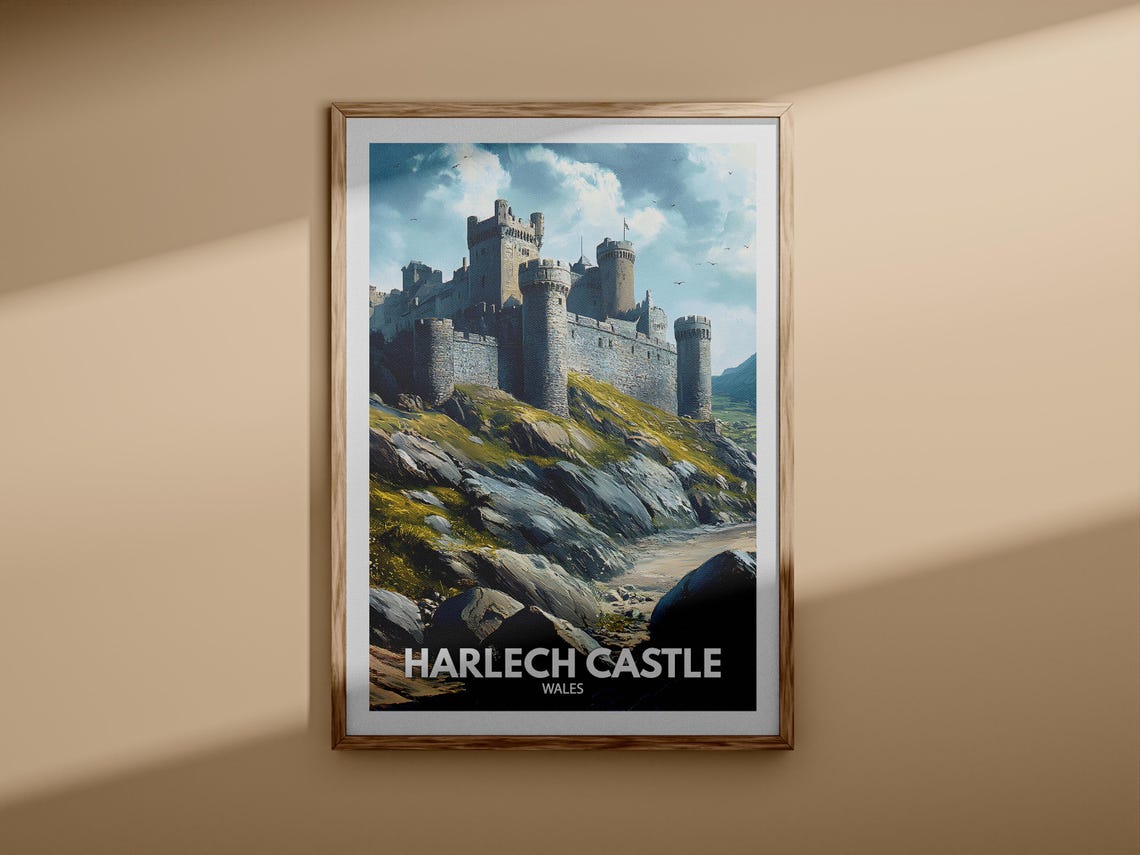 Harlech Castle Wales Fortress Rocky Coast Dramatic Travel Poster - Image 3