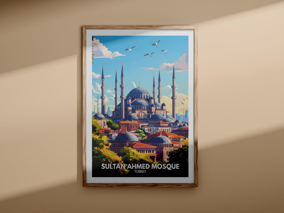 Sultan Ahmed Mosque Turkey Blue Domes Minarets Sunset Travel Poster - Image 3