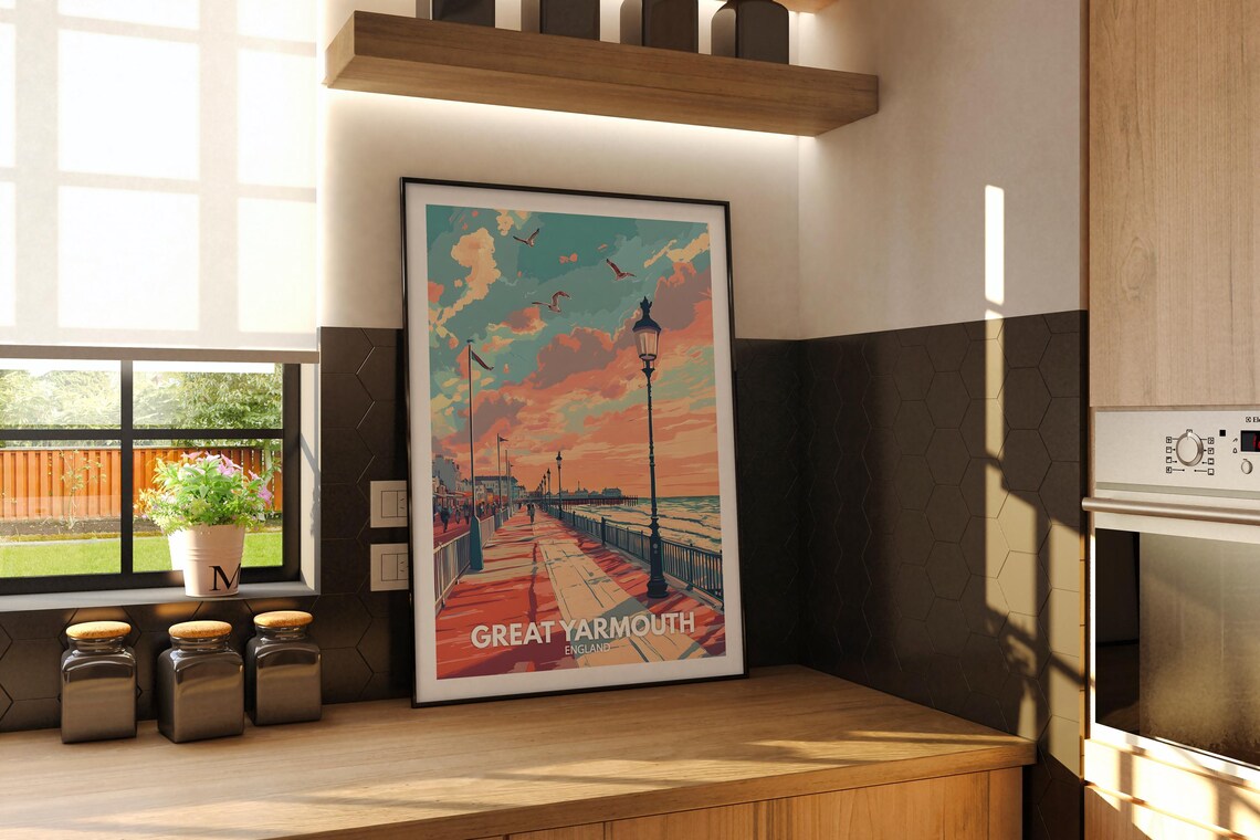 Great Yarmouth England Seaside Pier Sunset Promenade Travel Poster - Image 2