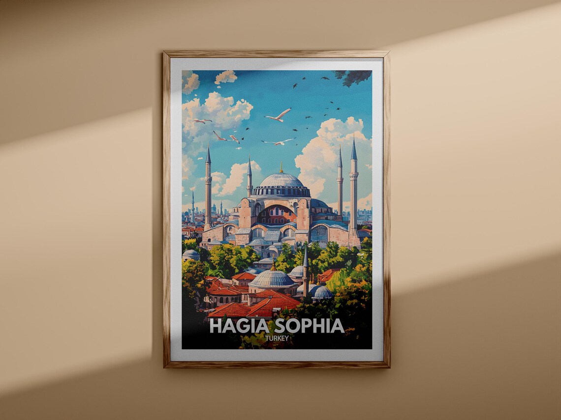 Hagia Sophia Print Hagia Sophia Travel Poster Turkey Wall Art Print Turkey Home Decor Travel Wall Art Decor Unique City Poster - Image 3
