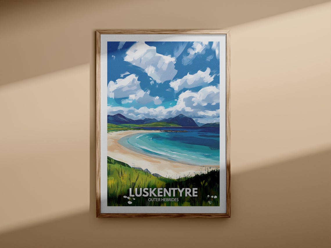 Luskentyre Outer Hebrides Scotland White Sands Beach Travel Poster - Image 3