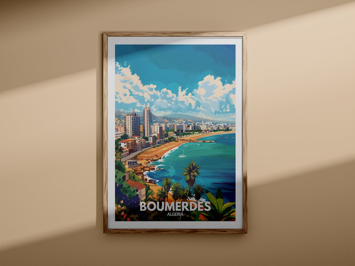 Boumerdes Algeria Coastal City With Sandy Beach Palms Poster - Image 3