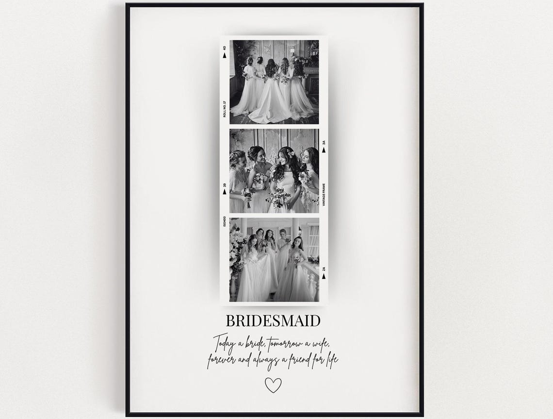Personalised Bridesmaid Photo Print Wall Art Gift Wedding Custom With