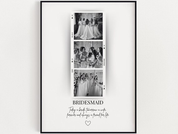 Bridesmaid Photo Film Strip Quote Art Custom Wedding Keepsake Poster