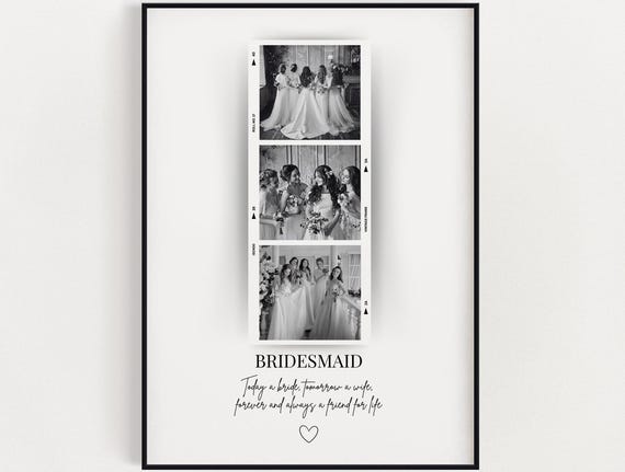 Personalised Bridesmaid Photo Print Wall Art Gift Wedding Custom With