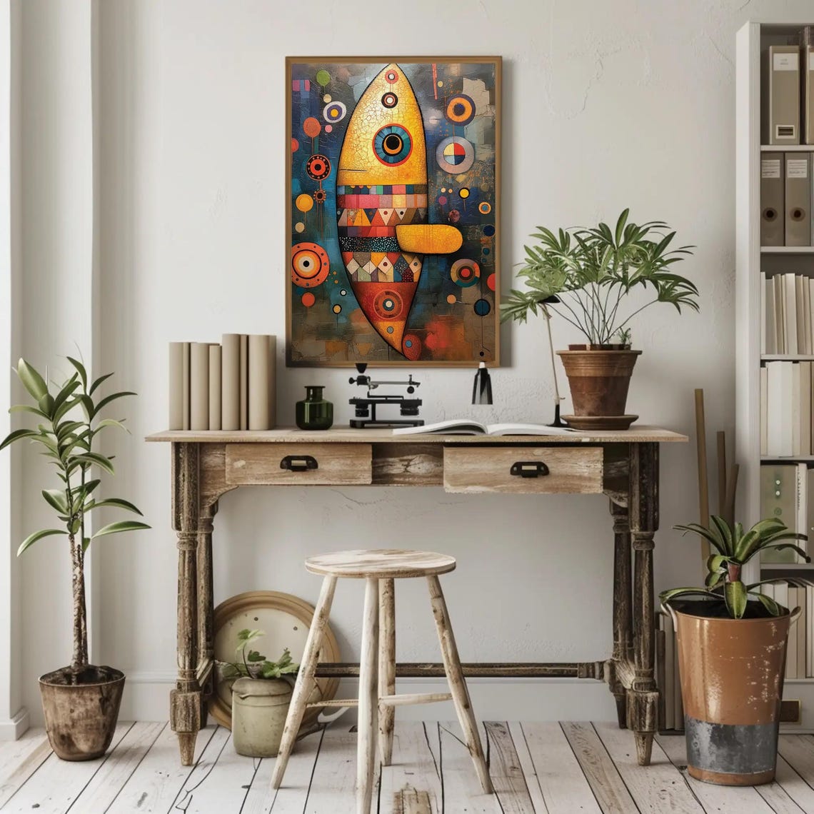 Yellow Submarine in Geometric Abstract Kandinsky Style Poster