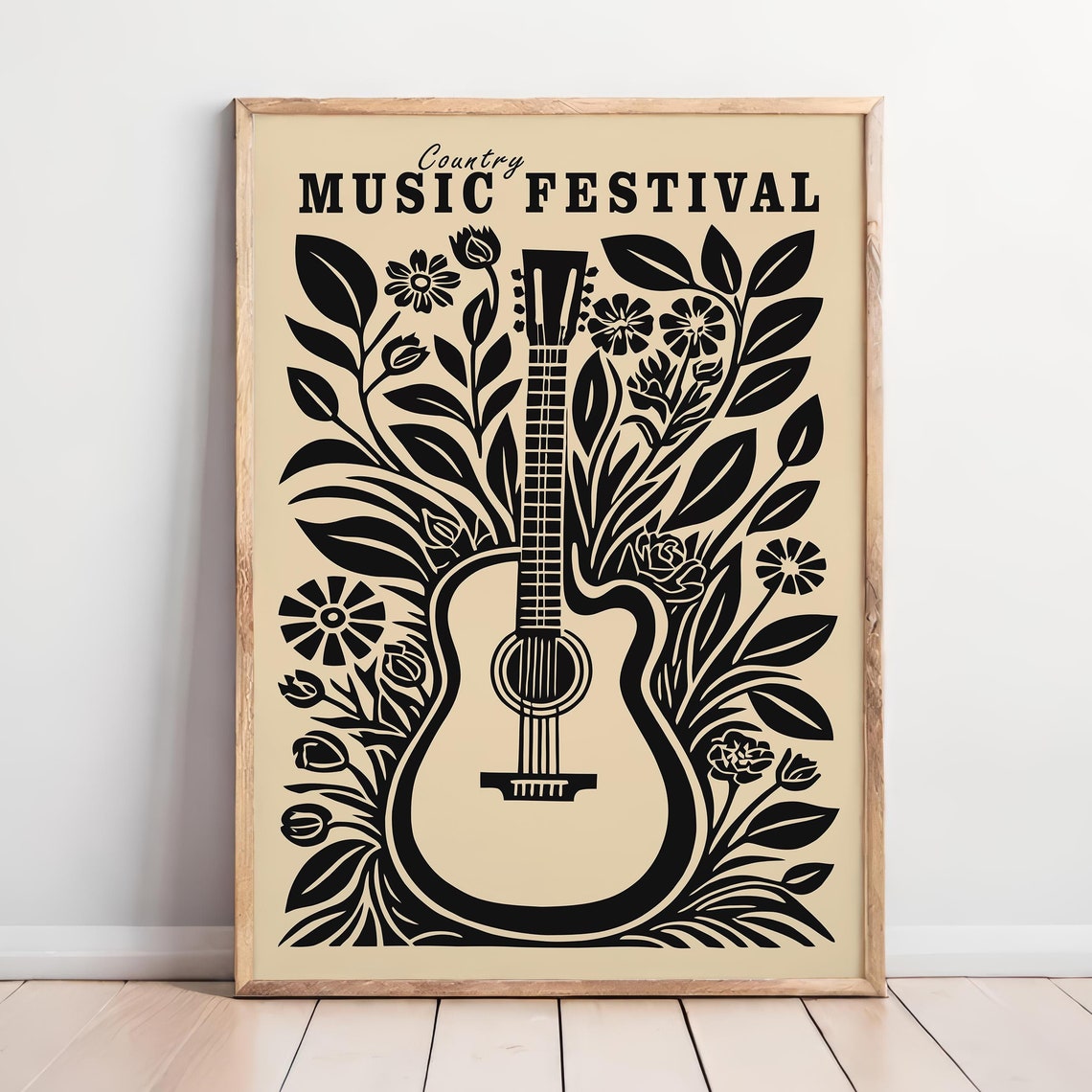 Country Music Poster Vintage Music Poster Western Wall Art Nashville Floral Poster Farmhouse Decor Country Music Fan Cowboy Wall Art